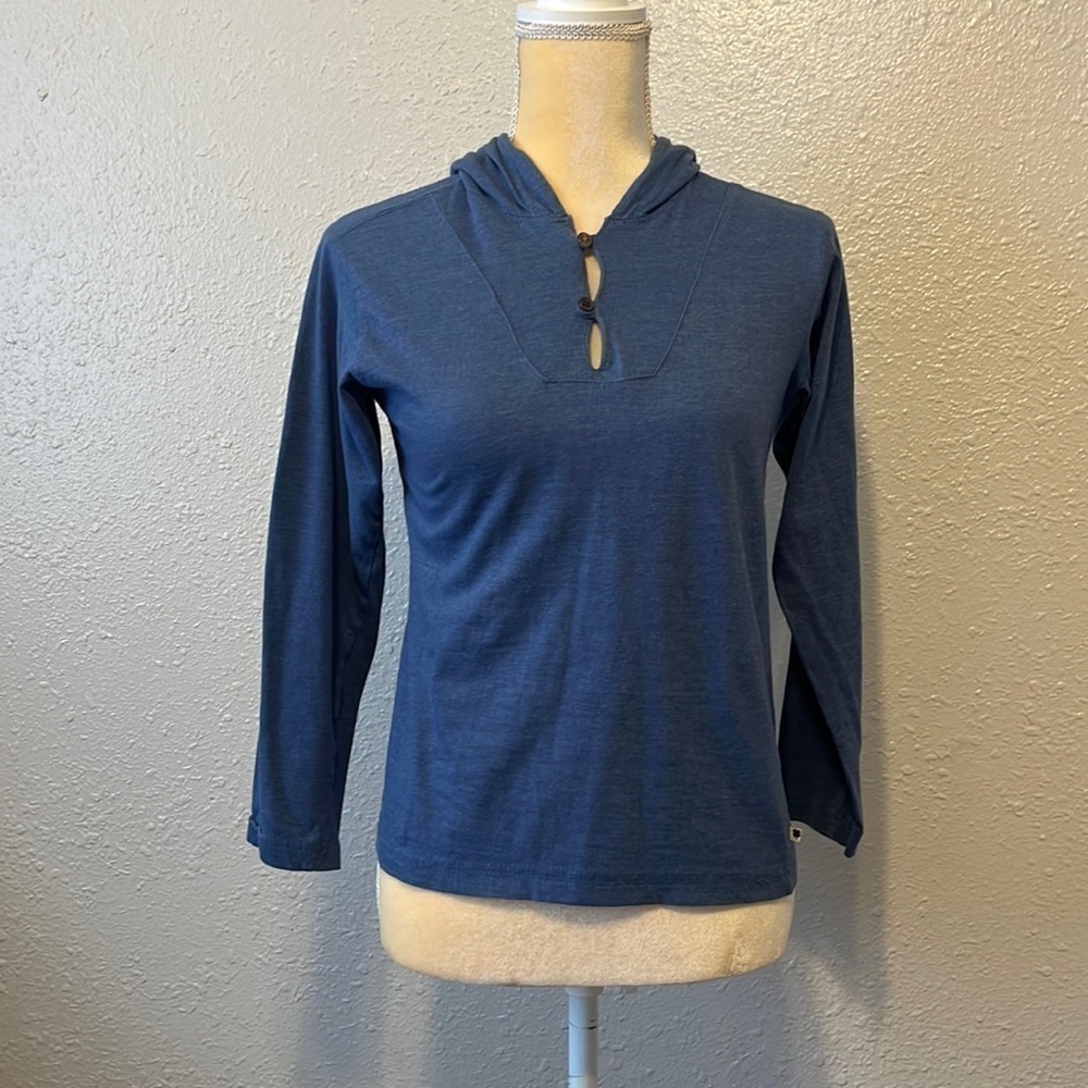 lucky Brand Blue Hooded Pullover Sweater Size M